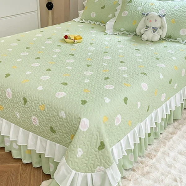 小清新加厚夹棉花边床盖单件榻榻米绗缝床单铺垫三四件套床上用品