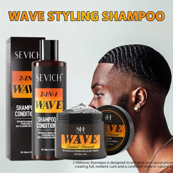 Kit de Pommade de Contrôle des Vagues, Poupée de Bain, Gel d'Huile de Coiffure, Shampooing Longue Durée pour Cheveux Bouclés avec Brosse, InjCap, 360 Styles